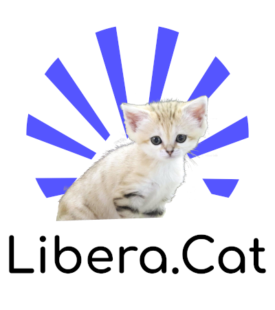 the libera.chat logo, but with the mountain replaced with a cat